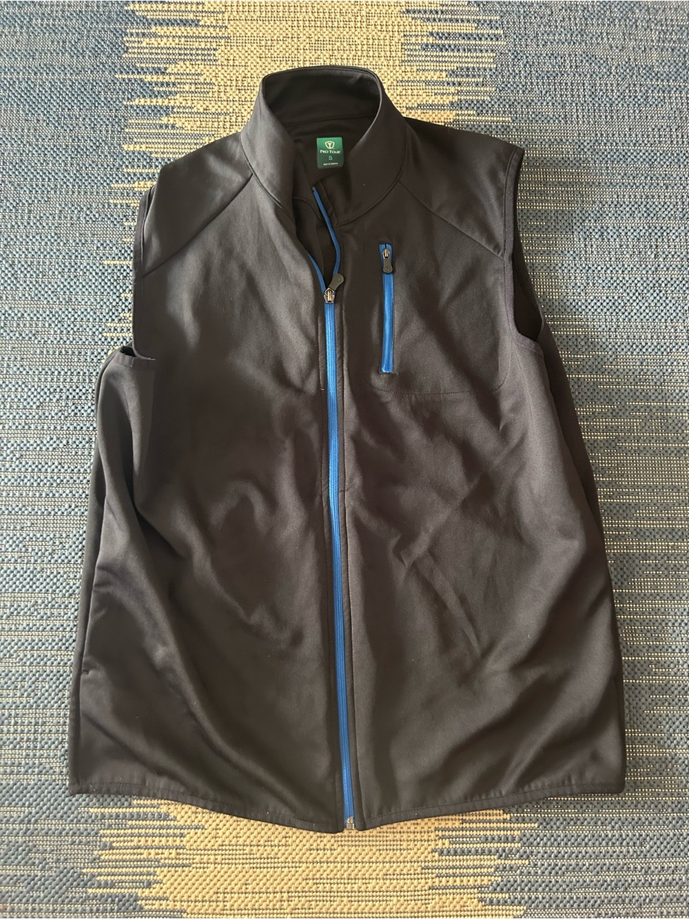 Pro Tour Men's golfing  Black Softshell Vest with Blue Trim